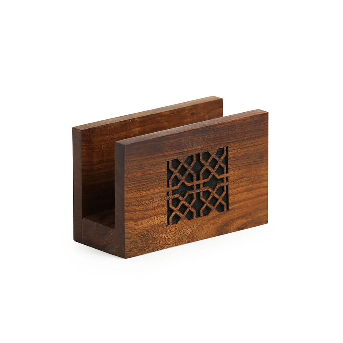 'The Napkin Jaali' Hand Carved Napkin Holder In Sheesham Wood