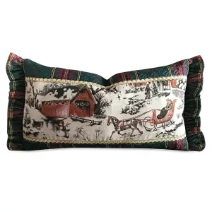 Traditional Winter Sleigh Ride Woven Lumbar Pillow Cover 11x20