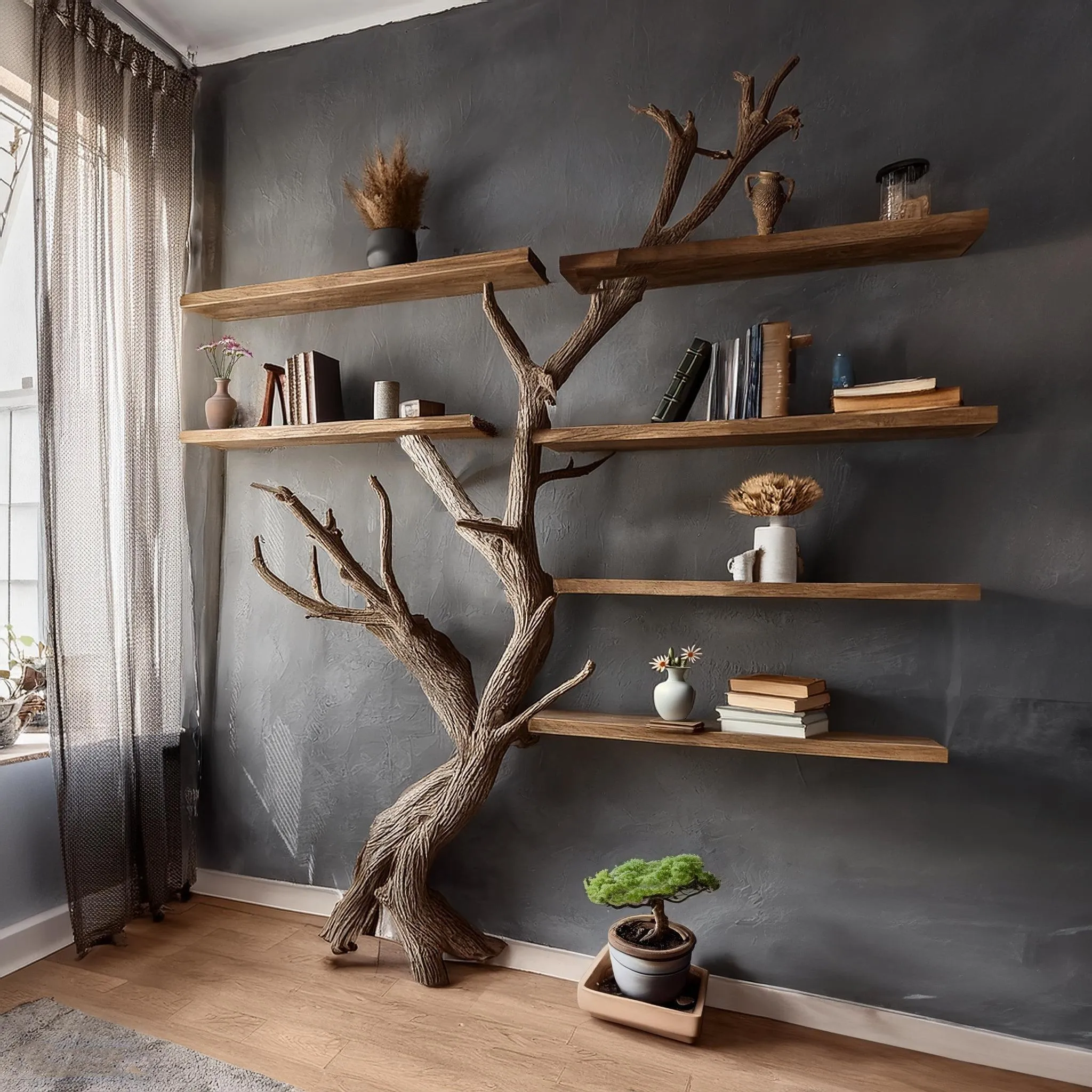 Tree Branches Floating Wall Bookshelf Custom Decor