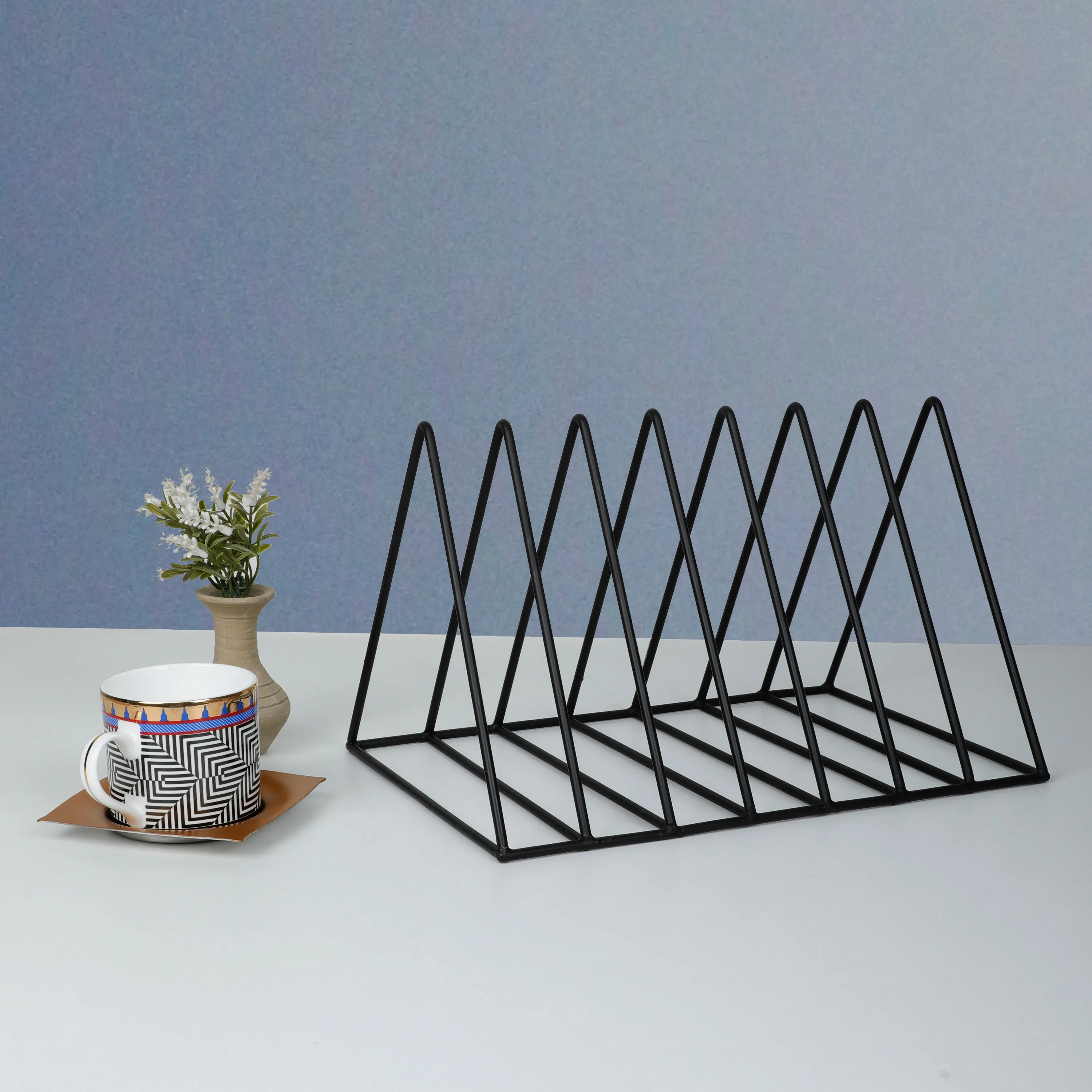 Triangle Shaped Decorative Metal Desktop Magazine Holder 1pc By Fita