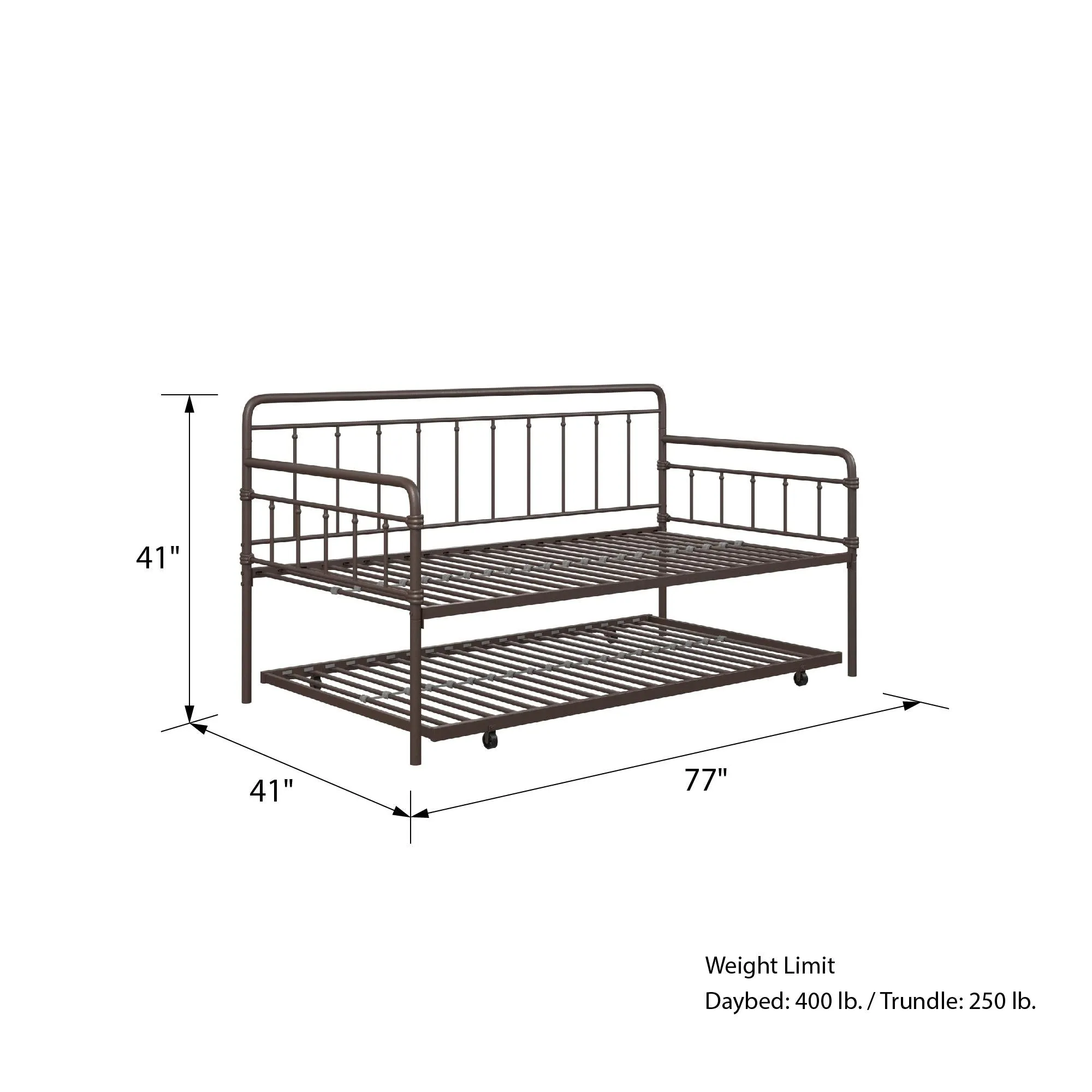 Wallace Metal Daybed with Trundle