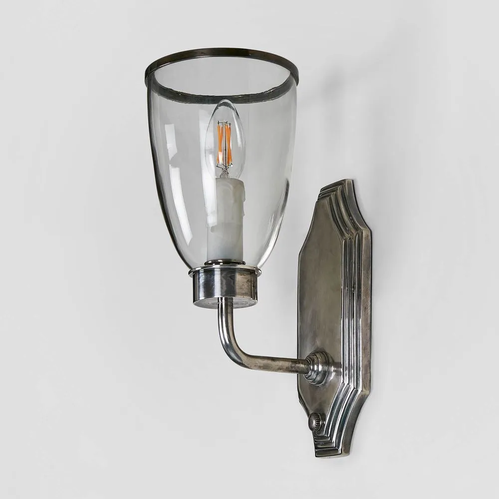 Westbrook Sconce Silver W/Glass Shade