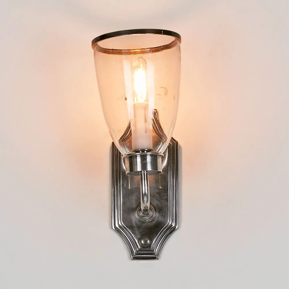 Westbrook Sconce Silver W/Glass Shade