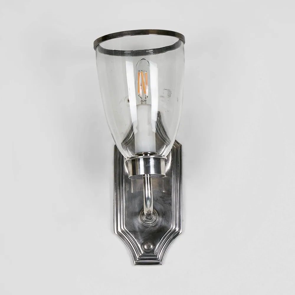 Westbrook Sconce Silver W/Glass Shade