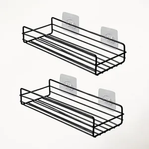 WonderStand GI Steel Bathroom Shelf Rack (Set of 2) Bathroom Kitchen Home Accessory Shelf Rack Organizer (Black)