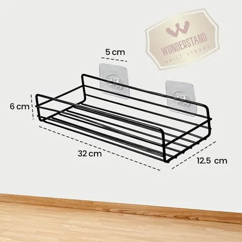 WonderStand GI Steel Bathroom Shelf Rack (Set of 2) Bathroom Kitchen Home Accessory Shelf Rack Organizer (Black)