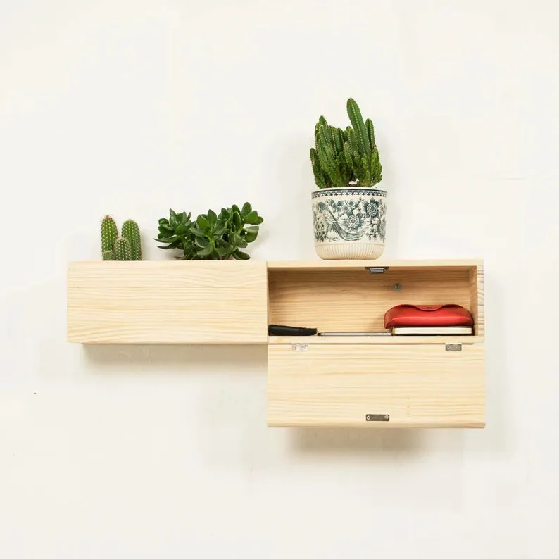 Wooden Wall Floating Modern Shelf/Wall Mounted Planter Shelf Storage ( With Complementary Coaster ) By Miza