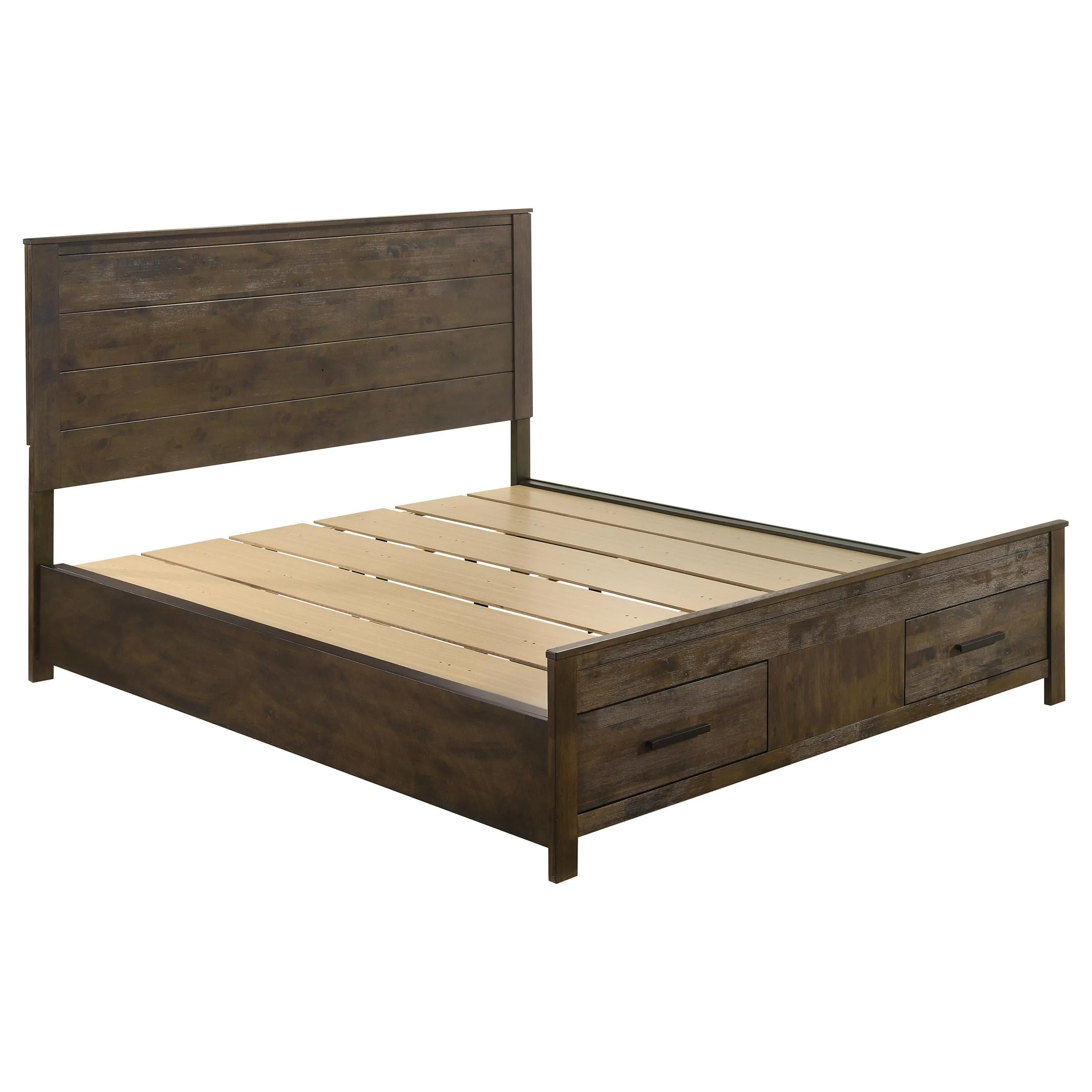 Woodmont California King Storage Bed Rustic Golden Brown